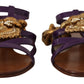 Dolce & Gabbana Purple Leather Devotion Flats Sandals Shoes