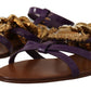 Dolce & Gabbana Purple Leather Devotion Flats Sandals Shoes