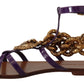 Dolce & Gabbana Purple Leather Devotion Flats Sandals Shoes