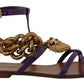 Dolce & Gabbana Purple Leather Devotion Flats Sandals Shoes