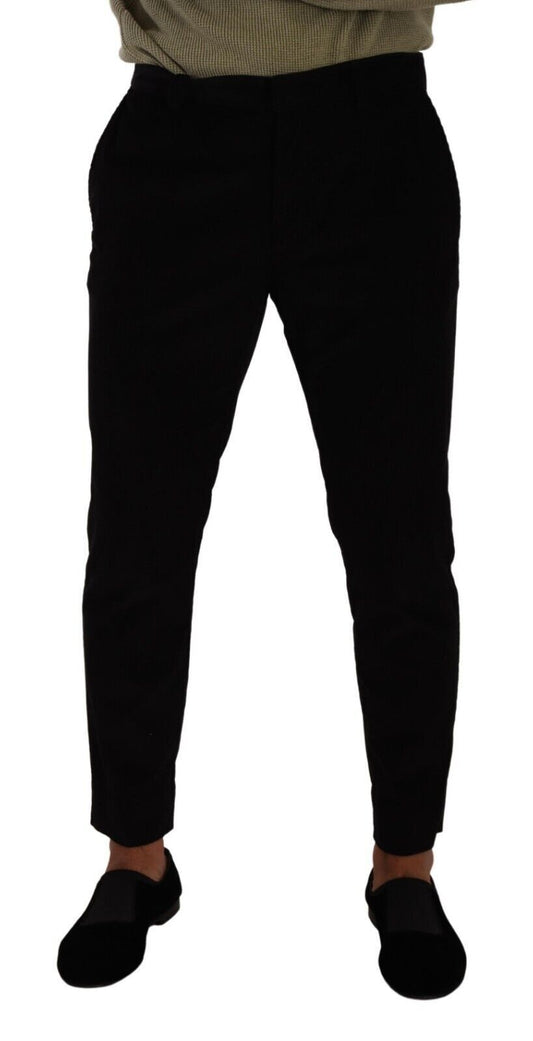 Dolce & Gabbana Black Cotton Corduroy Skinny Trouser Pants