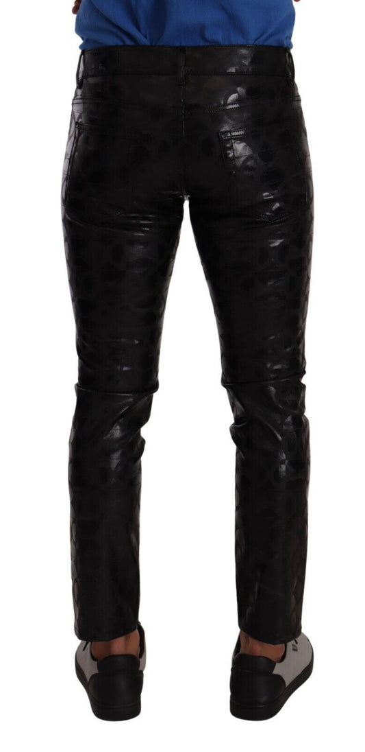 Dolce & Gabbana Black Logo Cotton Stretch Skinny Pants