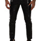 Dolce & Gabbana Black Logo Cotton Stretch Skinny Pants