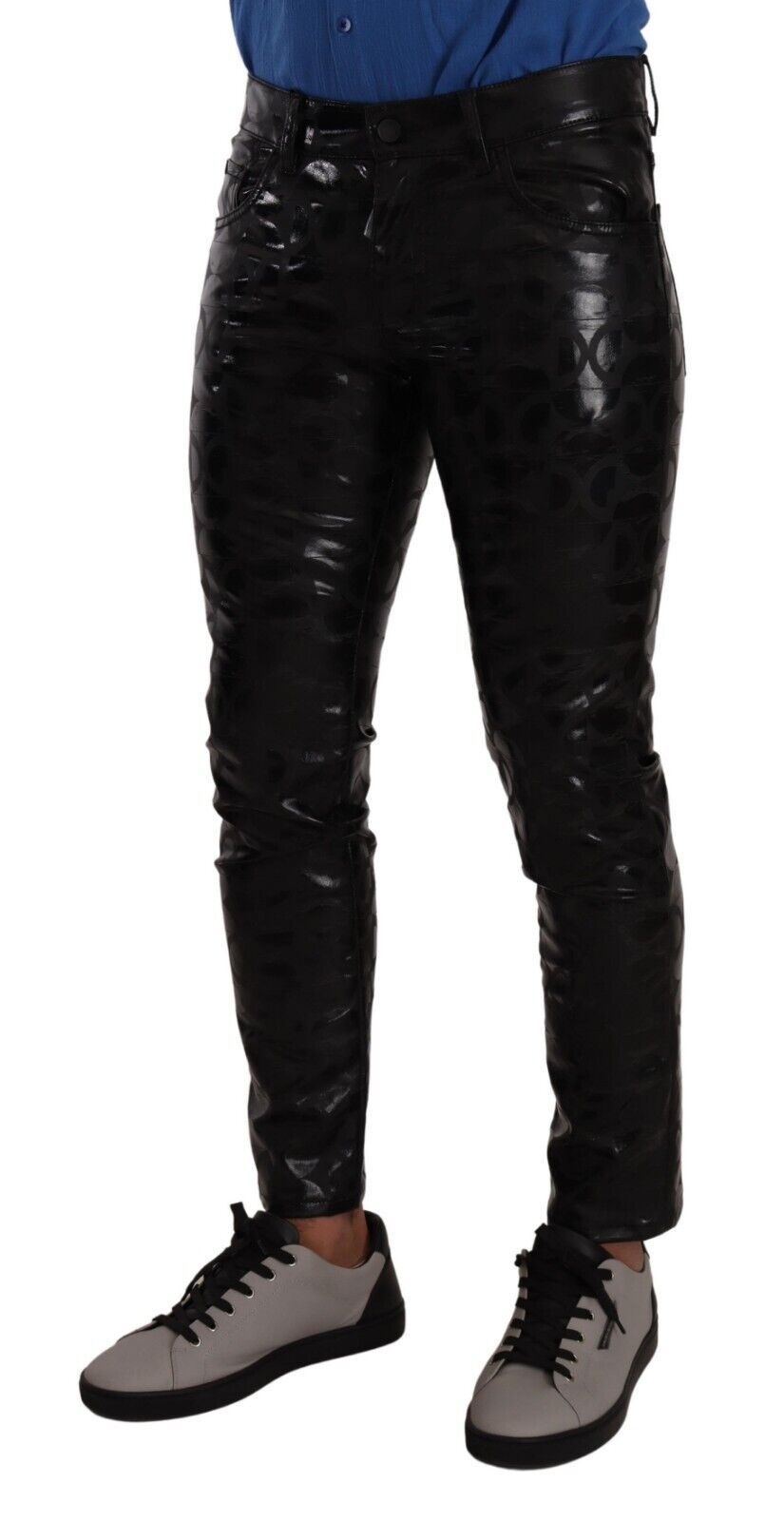 Dolce & Gabbana Black Logo Cotton Stretch Skinny Pants