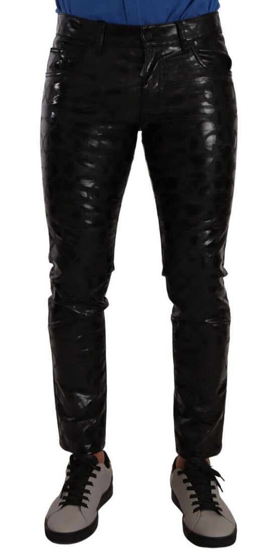 Dolce & Gabbana Black Logo Cotton Stretch Skinny Pants