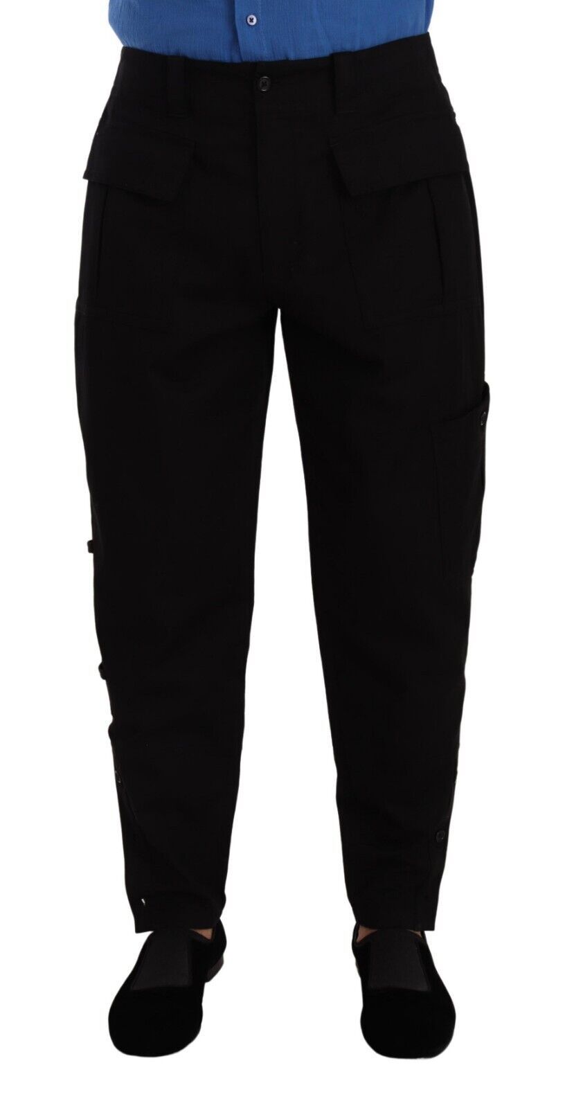 Dolce & Gabbana Black Cotton Stretch Tapered Cargo Pants