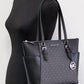 Michael Kors Charlotte Black PVC Leather Large Top Zip Tote Handbag Bag Purse