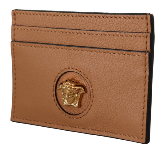 Versace Brown Calf Leather Card Holder Wallet