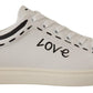 Dolce & Gabbana White Leather Gray LOVE Casual Sneakers Shoes