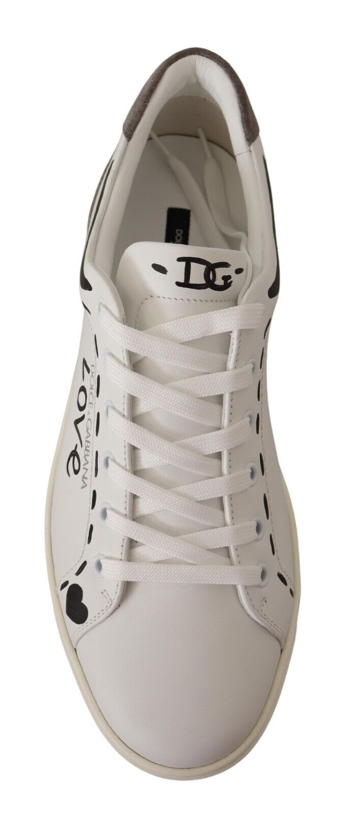 Dolce & Gabbana White Leather Gray LOVE Casual Sneakers Shoes