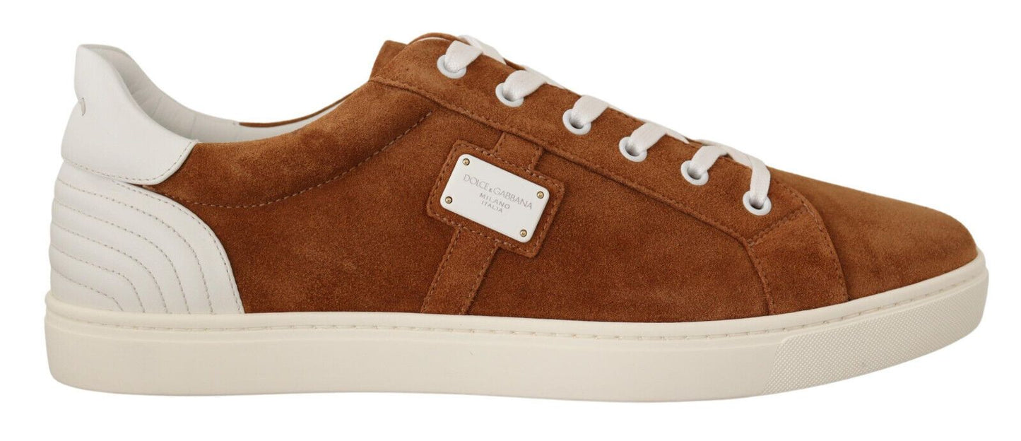 Dolce & Gabbana Brown Suede Leather Low Tops Sneakers Shoes