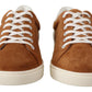 Dolce & Gabbana Brown Suede Leather Low Tops Sneakers Shoes