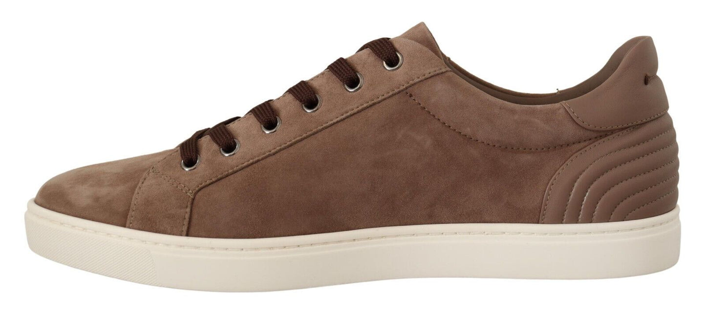 Dolce & Gabbana Brown Suede Leather Sneakers Shoes