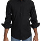 Dolce & Gabbana Black Cotton Formal Dress Men Top Shirt