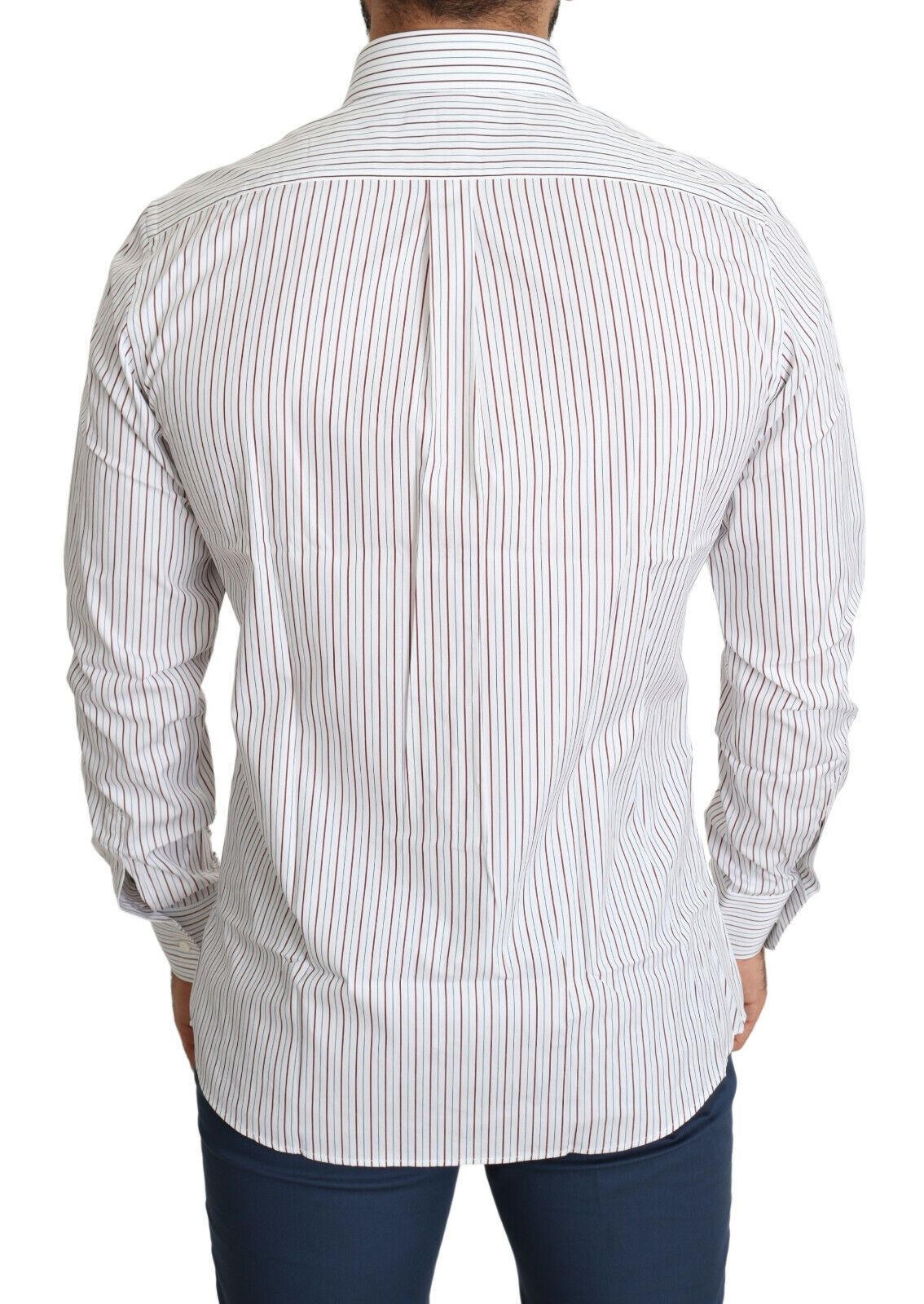 Dolce & Gabbana White Striped Formal MARTINI Shirt