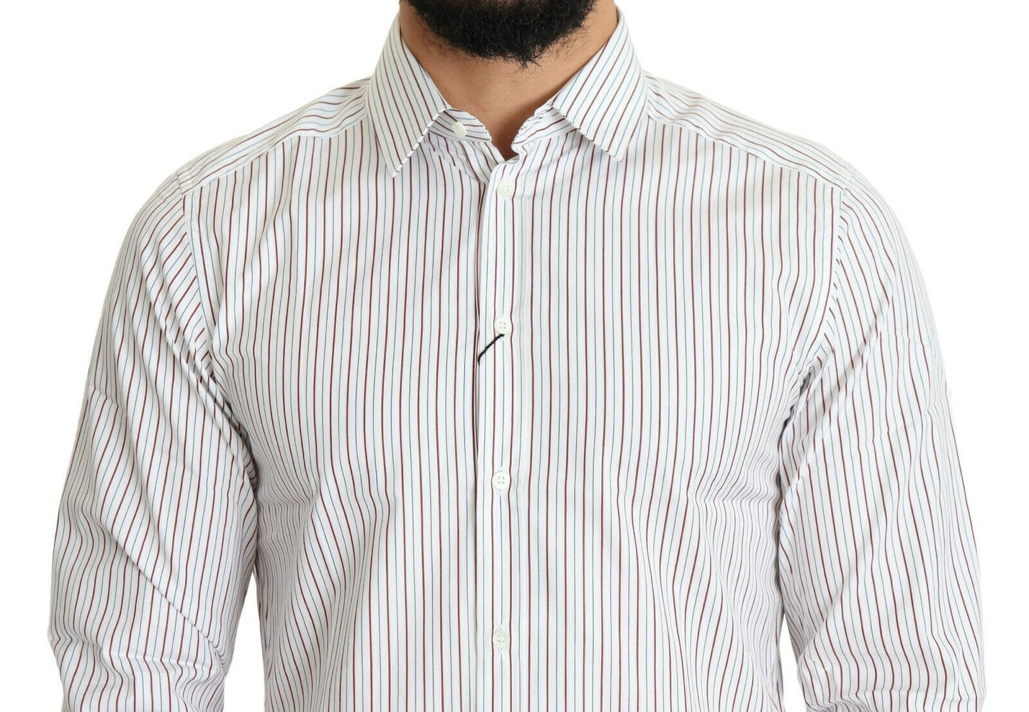 Dolce & Gabbana White Striped Formal MARTINI Shirt