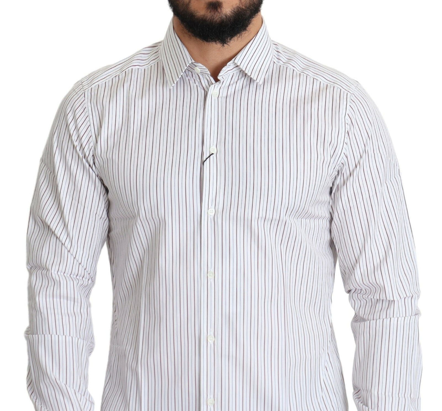 Dolce & Gabbana White Striped Formal MARTINI Shirt