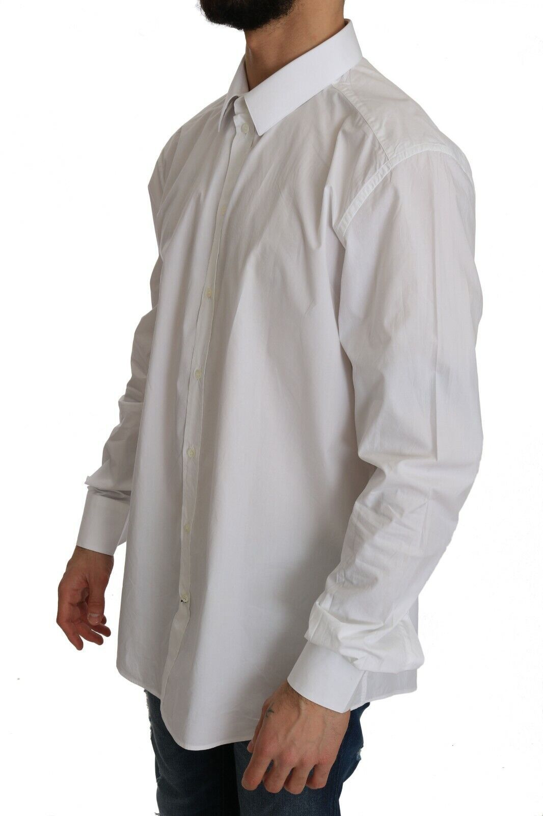 Dolce & Gabbana White 100% Cotton GOLD Slim Dress Shirt