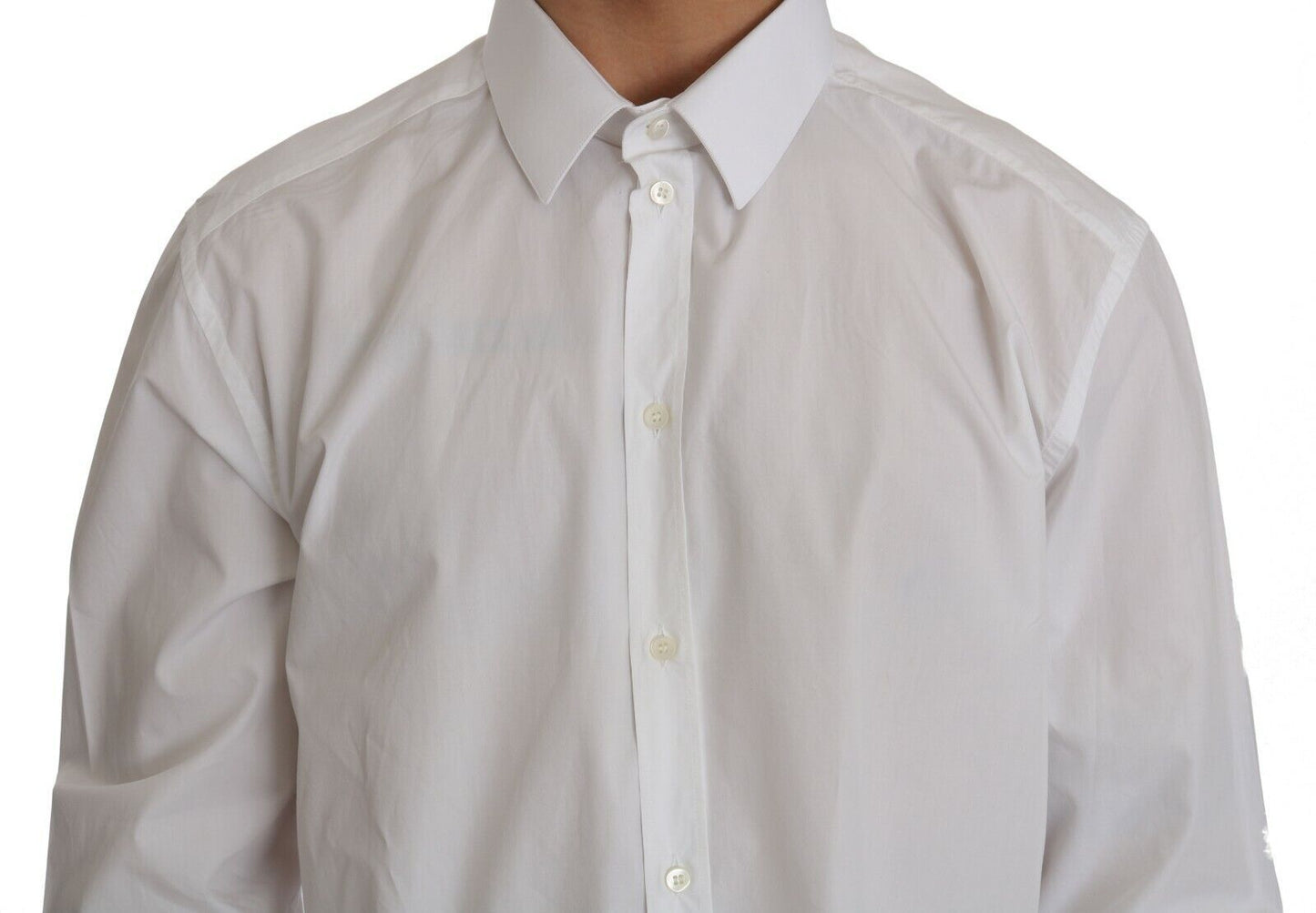 Dolce & Gabbana White 100% Cotton GOLD Slim Dress Shirt