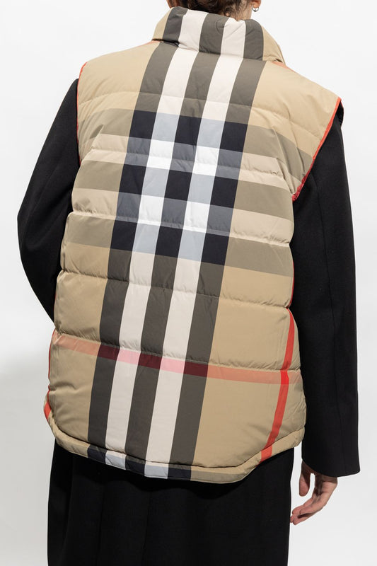 Burberry Beige Signature Tartan Check Down Vest