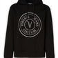 Versace Jeans Black Silver Logo Hooded Sweatshirt