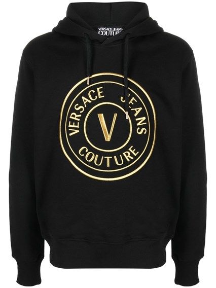 Versace Jeans Black Gold Logo Hooded Sweatshirt