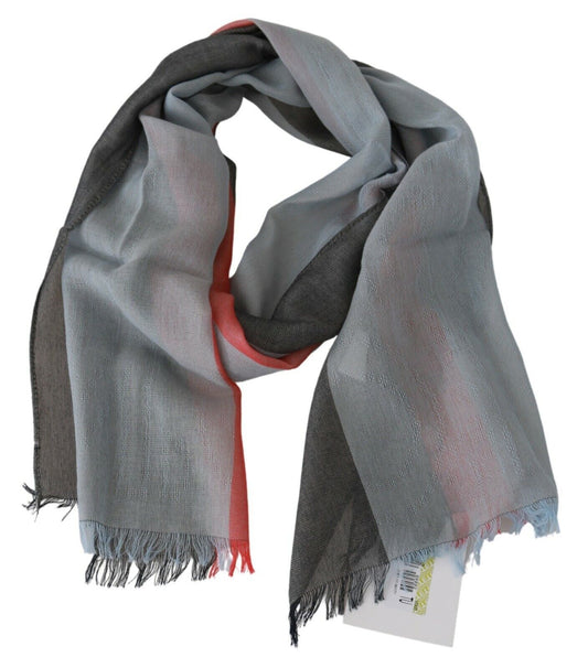 Dolce & Gabbana Gray Fringe Neck Wrap Cotton Scarf