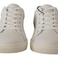 Dolce & Gabbana White Blue Leather Low Top Sneakers