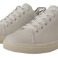 Dolce & Gabbana White Blue Leather Low Top Sneakers