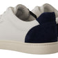 Dolce & Gabbana White Blue Leather Low Top Sneakers