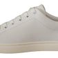 Dolce & Gabbana White Blue Leather Low Top Sneakers