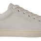 Dolce & Gabbana White Blue Leather Low Top Sneakers