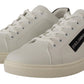 Dolce & Gabbana White Black Leather Low Shoes Sneakers