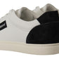 Dolce & Gabbana White Black Leather Low Shoes Sneakers