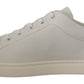 Dolce & Gabbana White Black Leather Low Shoes Sneakers