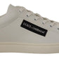 Dolce & Gabbana White Black Leather Low Shoes Sneakers