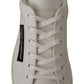 Dolce & Gabbana White Black Leather Low Shoes Sneakers