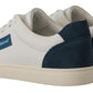 Dolce & Gabbana White Blue Leather Low Top Sneakers