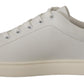 Dolce & Gabbana White Blue Leather Low Top Sneakers