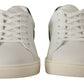 Dolce & Gabbana White Blue Leather Low Top Sneakers