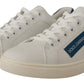 Dolce & Gabbana White Blue Leather Low Top Sneakers