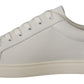 Dolce & Gabbana White Suede Leather Low Tops Sneakers