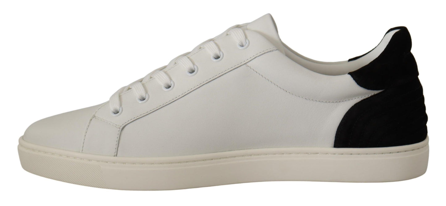 Dolce & Gabbana White Suede Leather Low Tops Sneakers