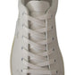 Dolce & Gabbana White Suede Leather Low Tops Sneakers