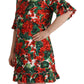 Dolce & Gabbana Multicolor Red Floral Shift Gown Dress