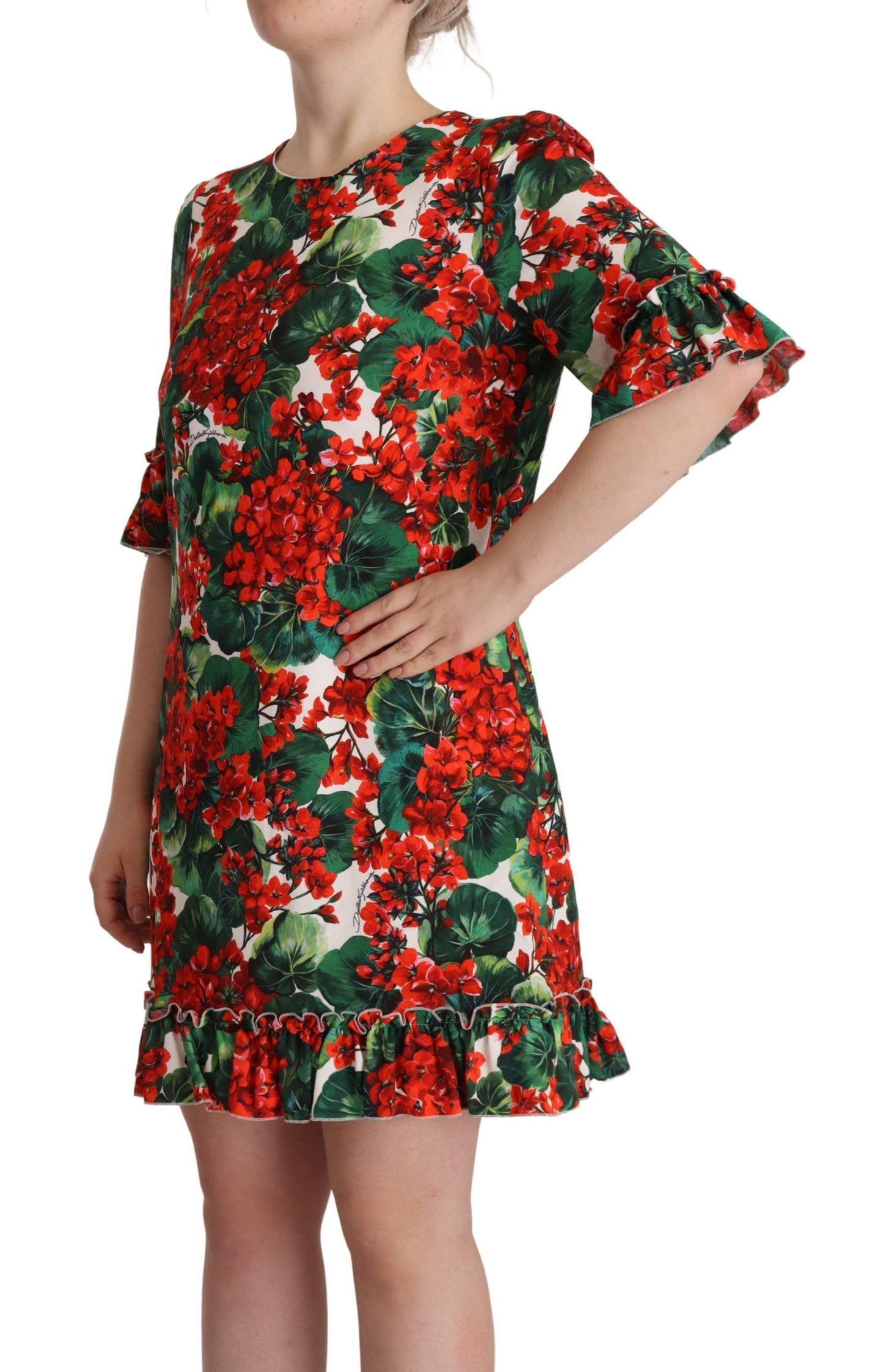 Dolce & Gabbana Multicolor Red Floral Shift Gown Dress