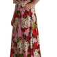 Dolce & Gabbana Pink Floral Silk Stretch Gown Maxi Dress