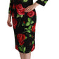 Dolce & Gabbana Elegant Black Red Floral Silk Dress