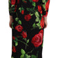 Dolce & Gabbana Elegant Black Red Floral Silk Dress