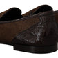 Dolce & Gabbana Shoes Dress Loafers Brown Leather Slip Shoes